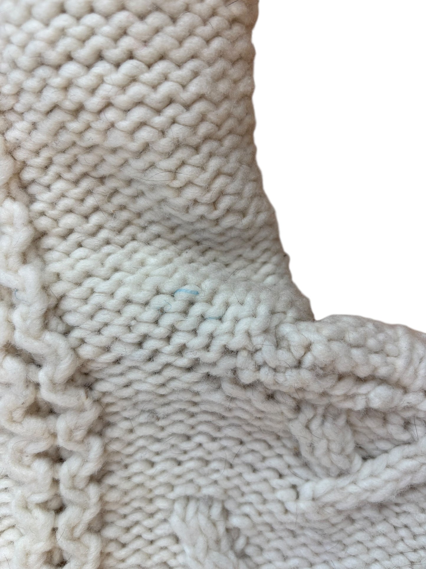 VINTAGE HAND KNIT IN ECAUDOR FULL ZIP HOODIE SWEATER (L)