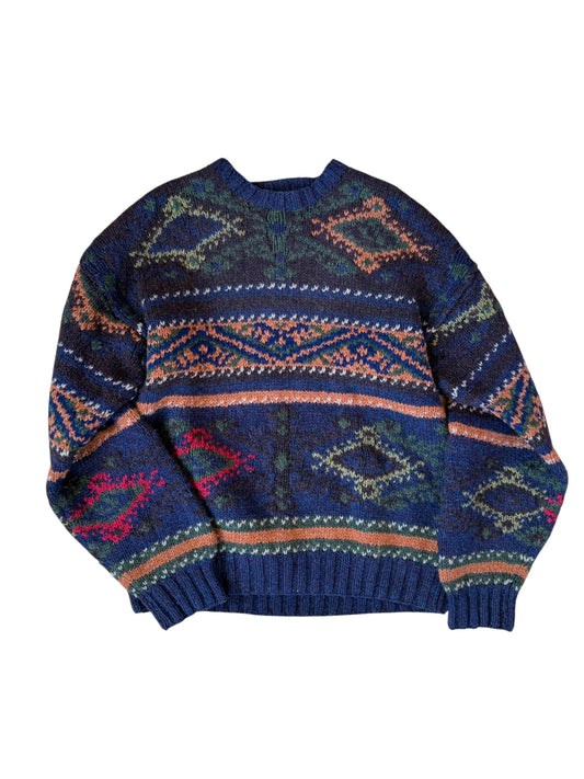 VINTAGE TOMMY HILFIGER PATTERNED WOOL SWEATER (L)