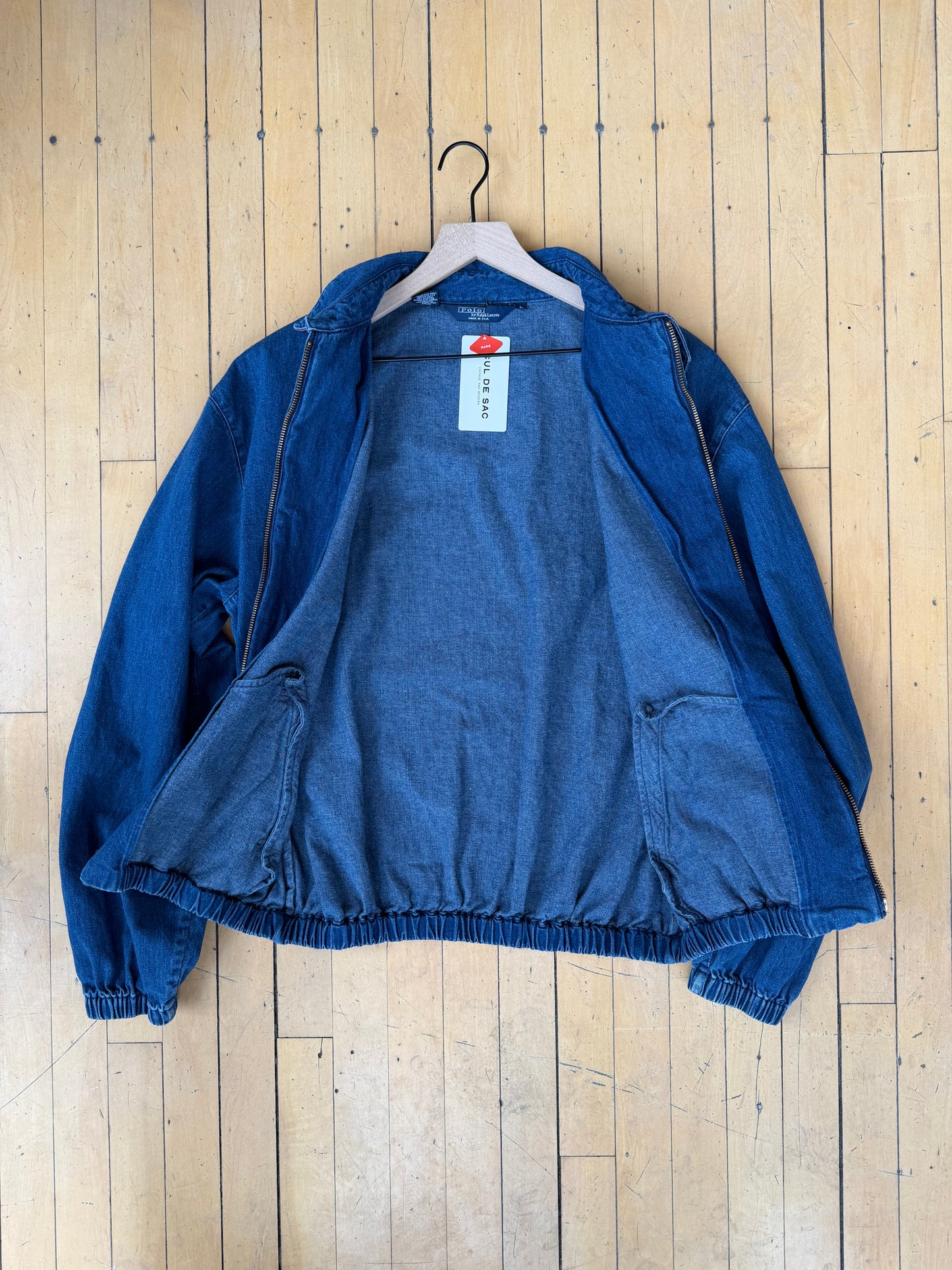 VINTAGE POLO USA MADE DENIM BOMBER JACKET (L)