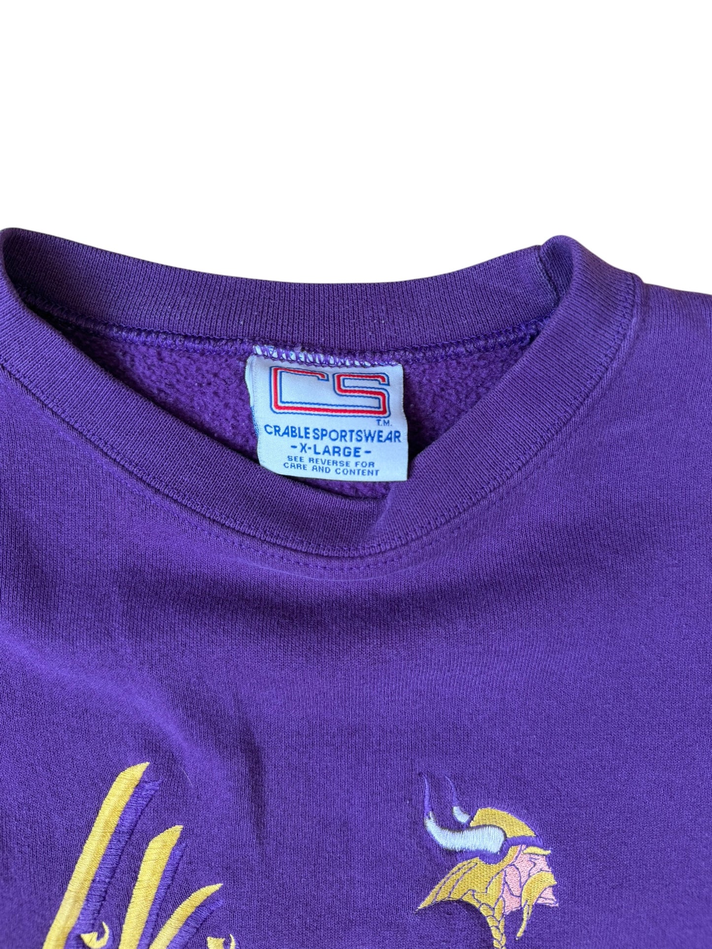 VINTAGE EMB. VIKINGS MINNESOTA CS CREW (XL)