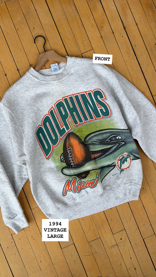 1994 VINTAGE MIAMI DOLPHIN WRAP PRINT CREW (L)