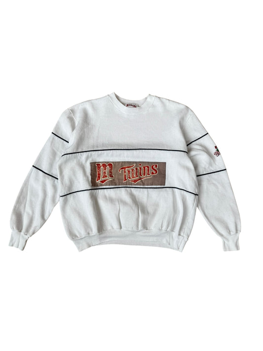 80'S VINTAGE NUTMEG MILLS MN TWINS STRIPED CREW (XL)