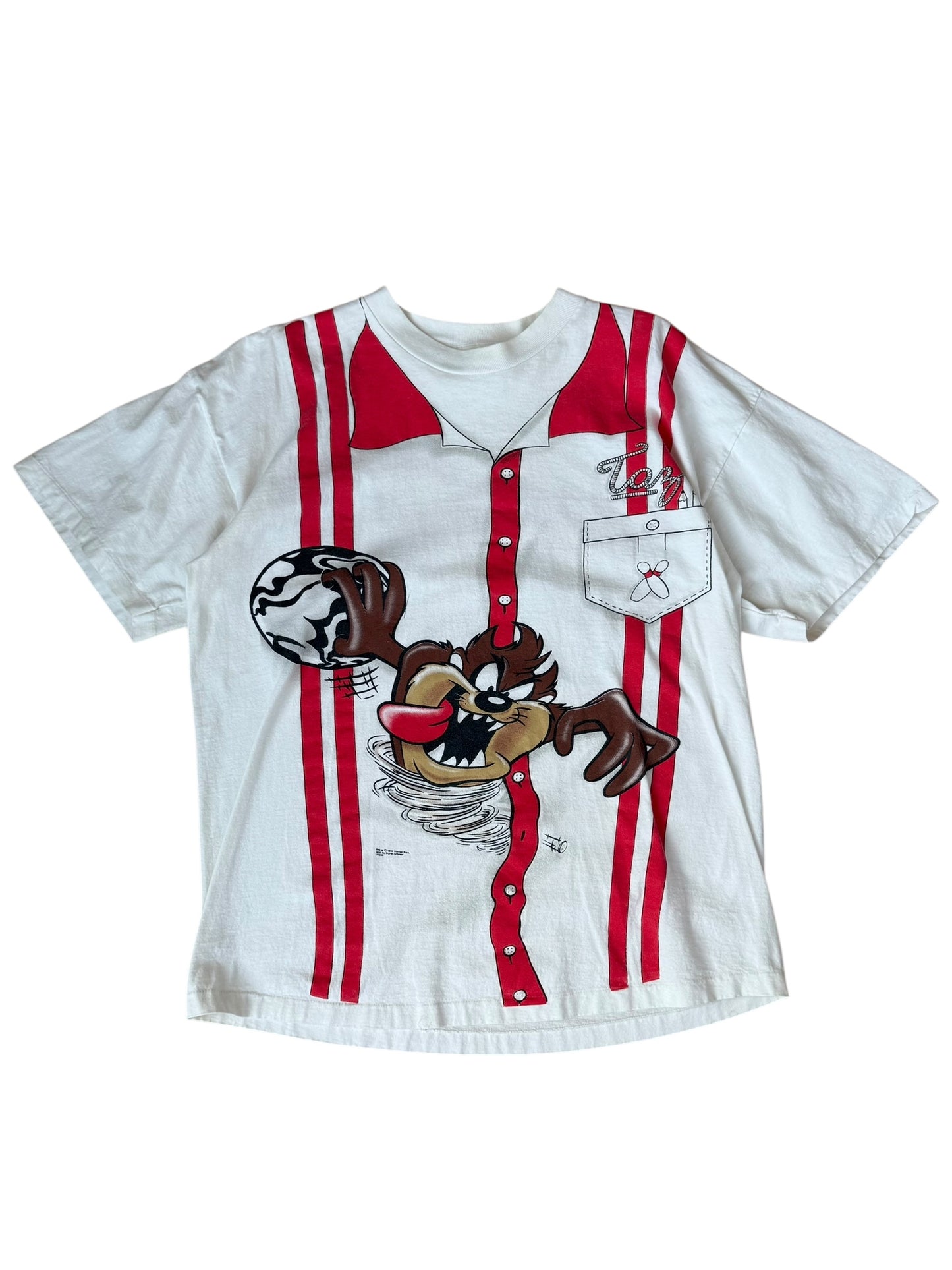 1996 VINTAGE TAZ BOWLING JERSEY TEE (L/XL)