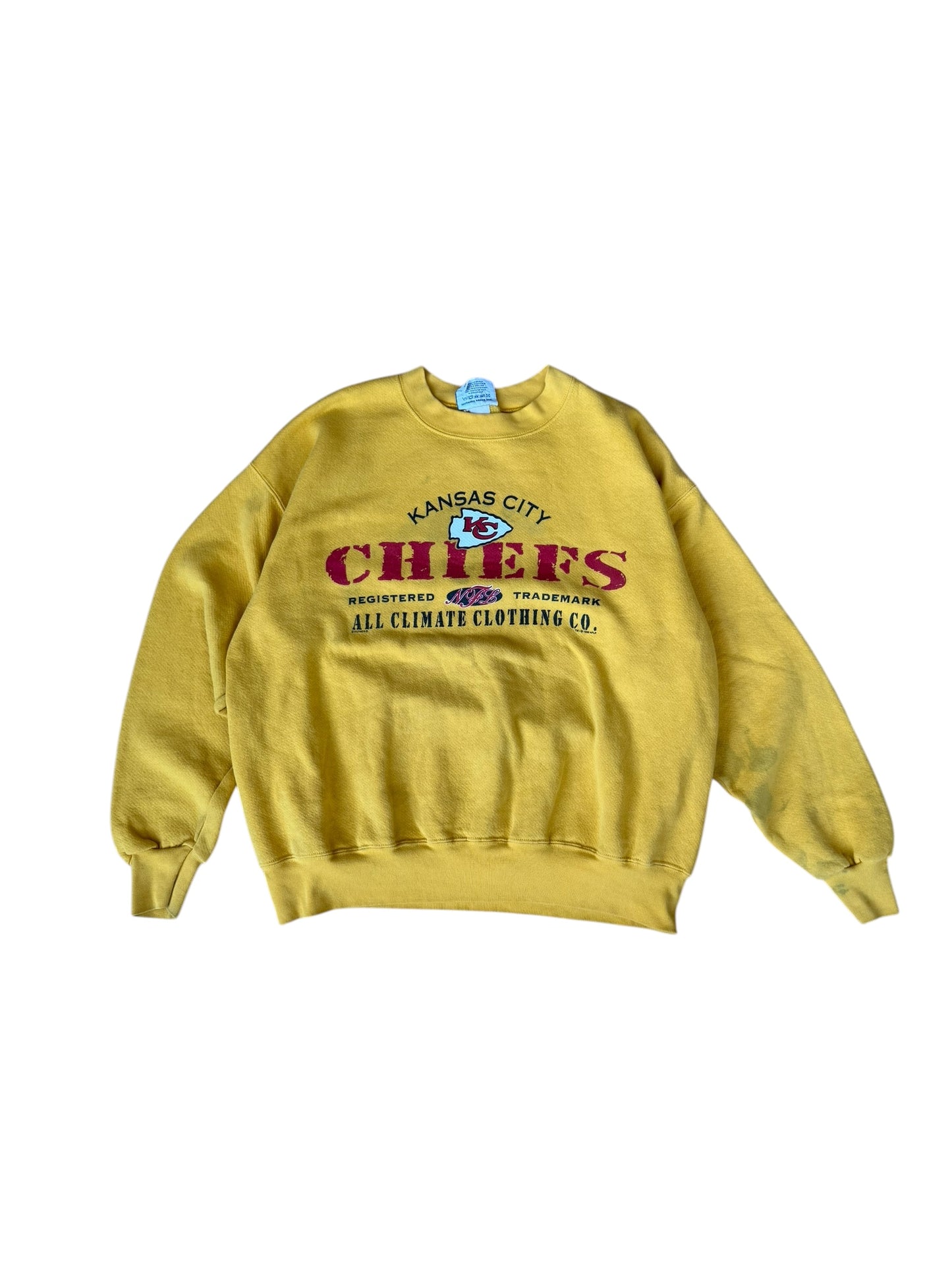 1998 LEE SPORT VINTAGE KANSAS CITY CHIEFS GOLD CREW (L)