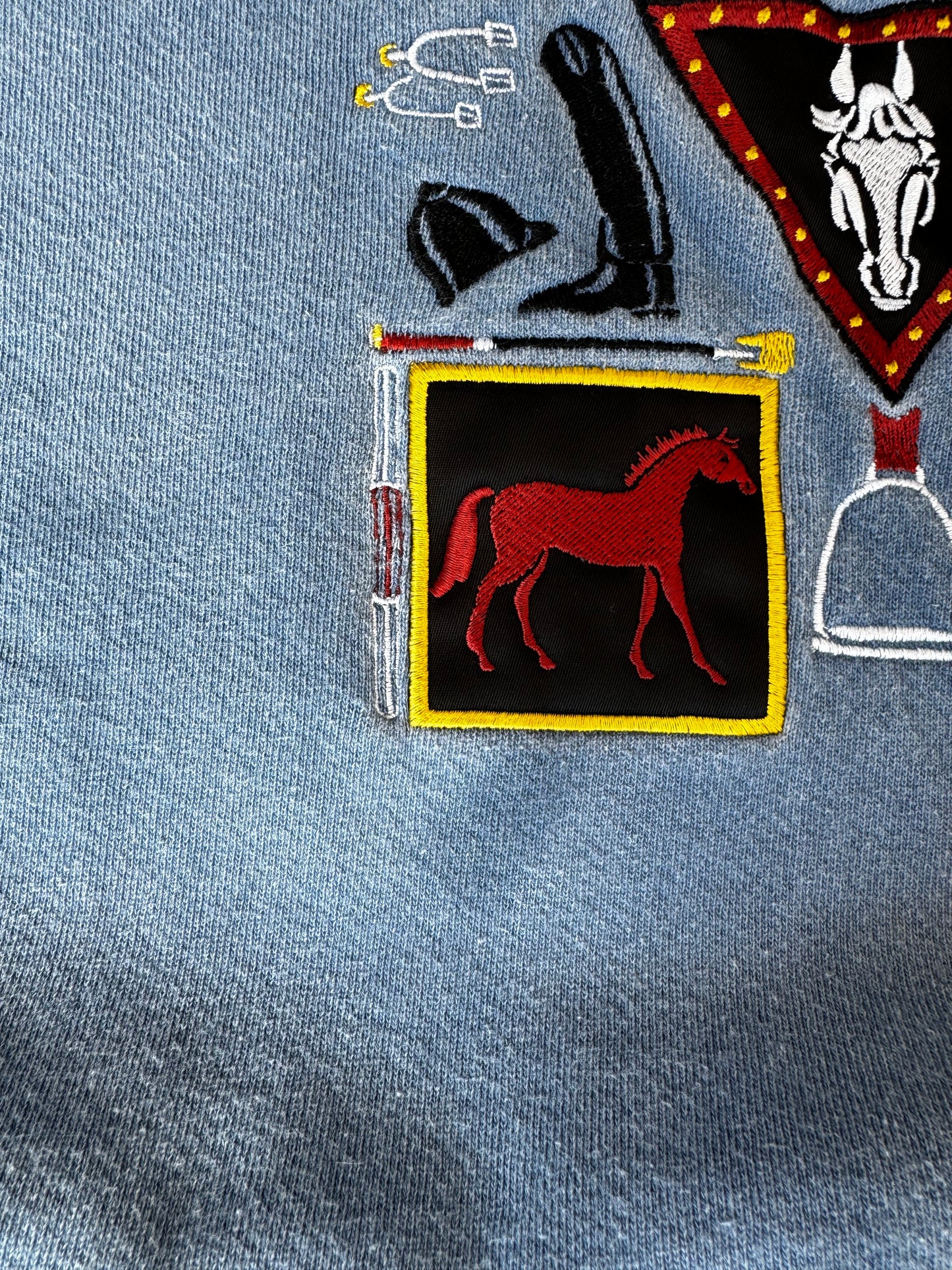 VINTAGE MADE IN USA EMBROIDERED PATCH HORSE CREW (XL)