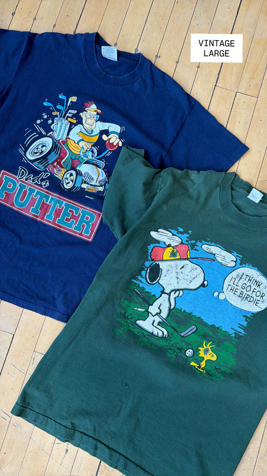VINTAGE GO FOR THE BIRDIE SNOOPY TEE (L)