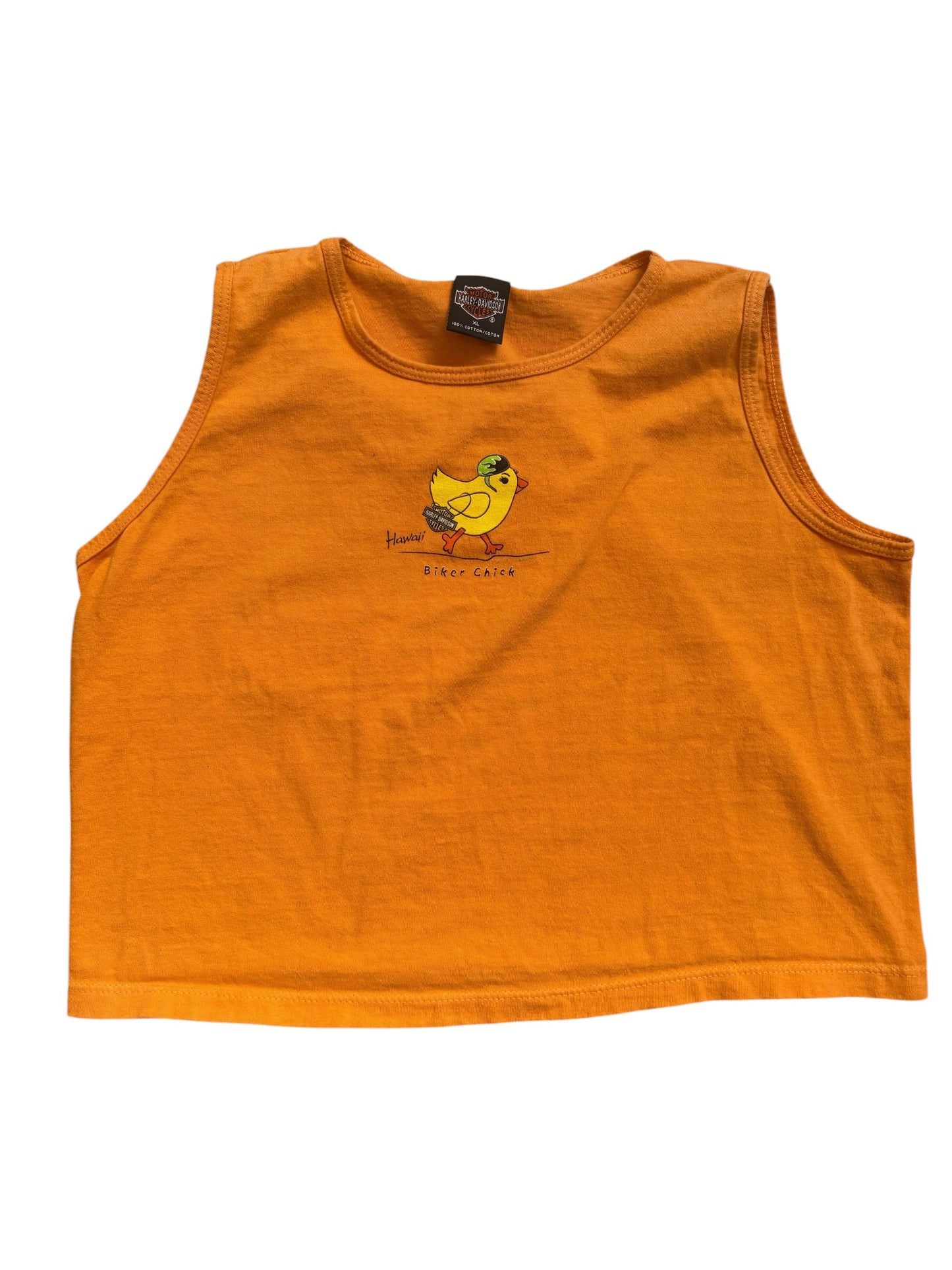 2004 Y2K VINTAGE ORANGE BIKER CHICK TANK (XL)