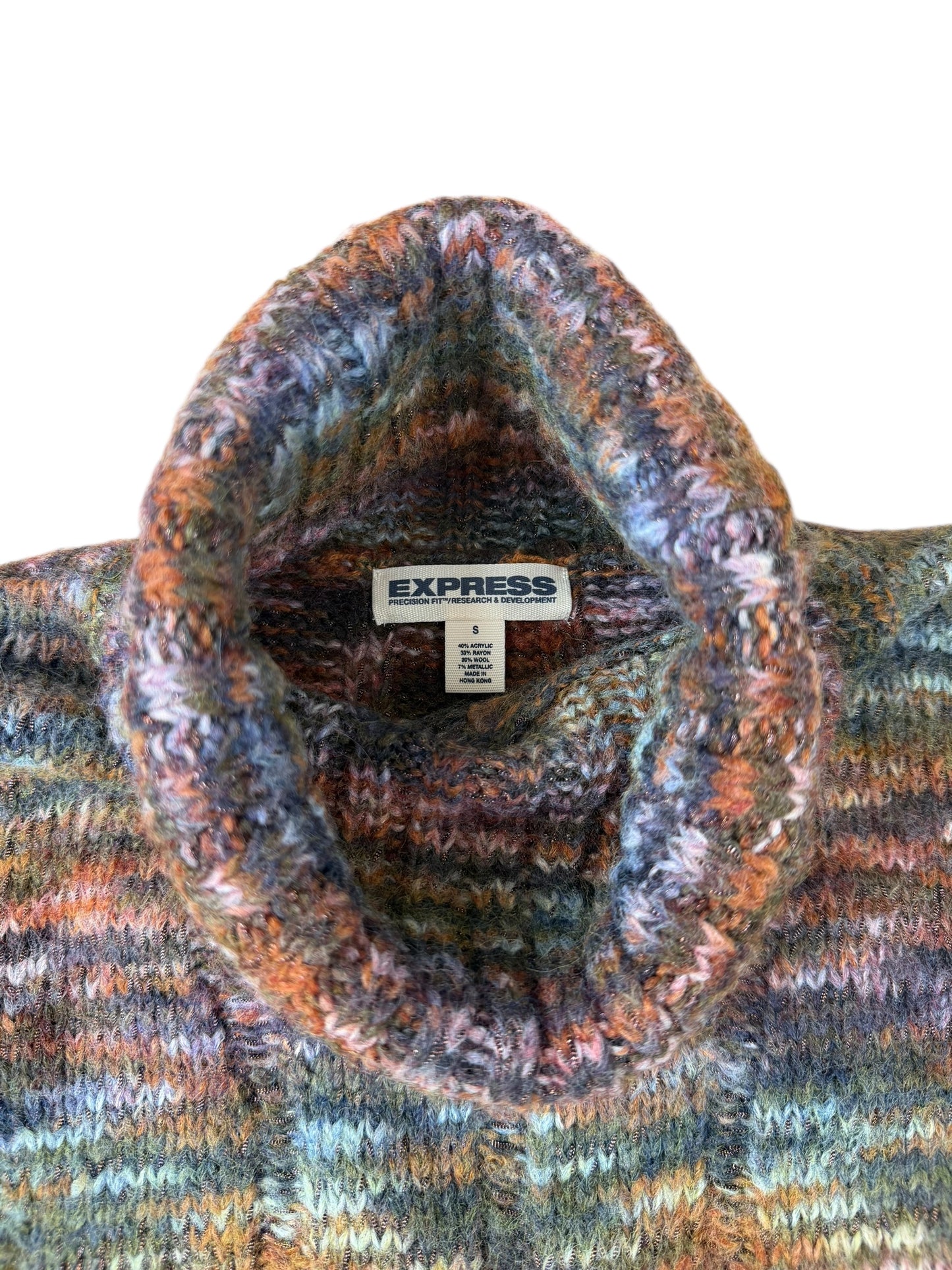VINTAGE EXPRESS METALLIC WOOL BLEND COLORFUL SWEATER (S)