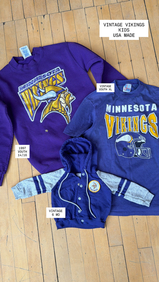 VINTAGE VIKINGS TODDLER SNAP HOODIE (6MO)