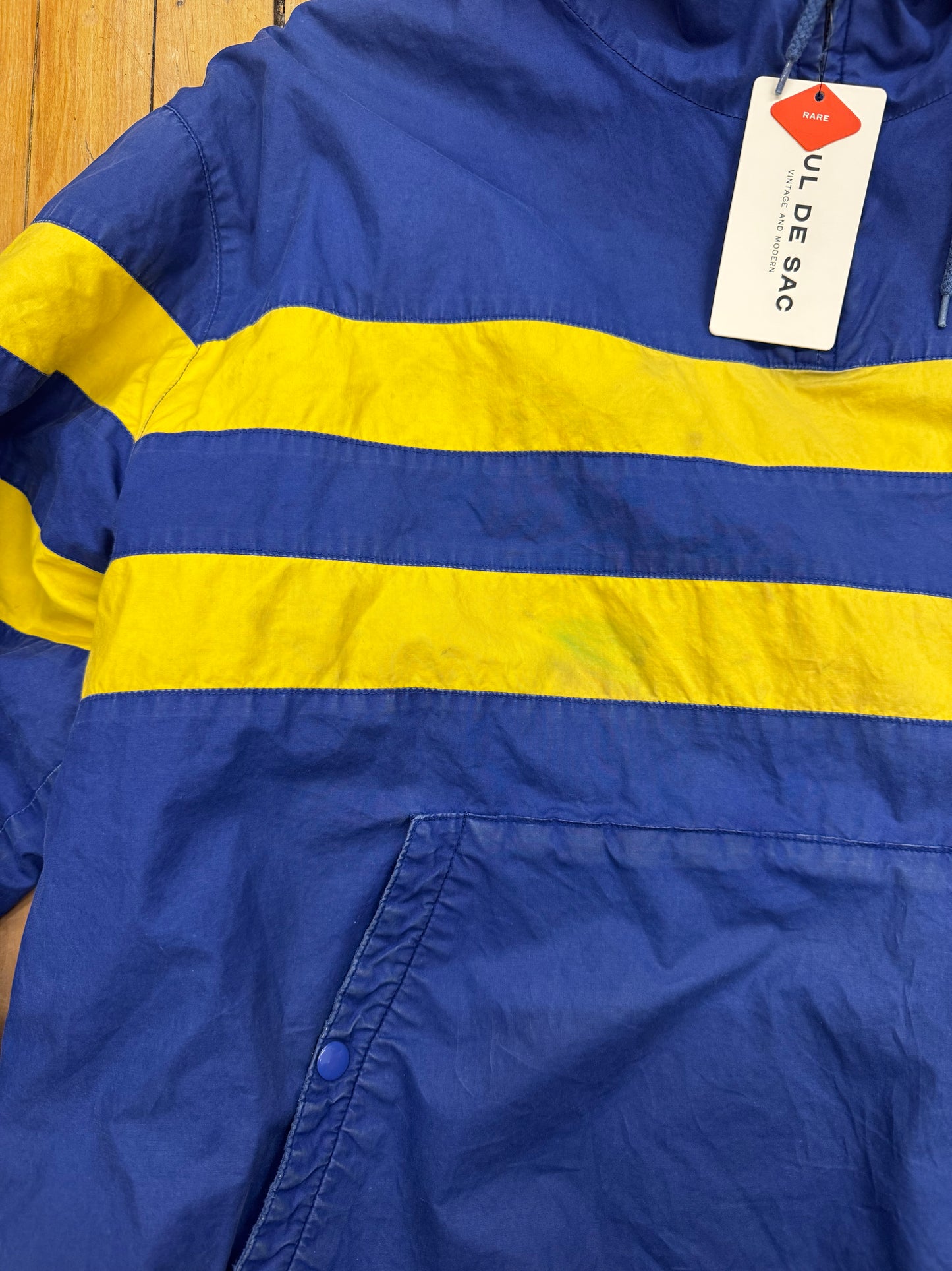 VINTAGE POLO BLUE/YELLOW ANORAK JACKET (L)