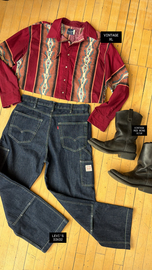 VINTAGE WRANGLER DENIM PEARL SNAP (L/XL)