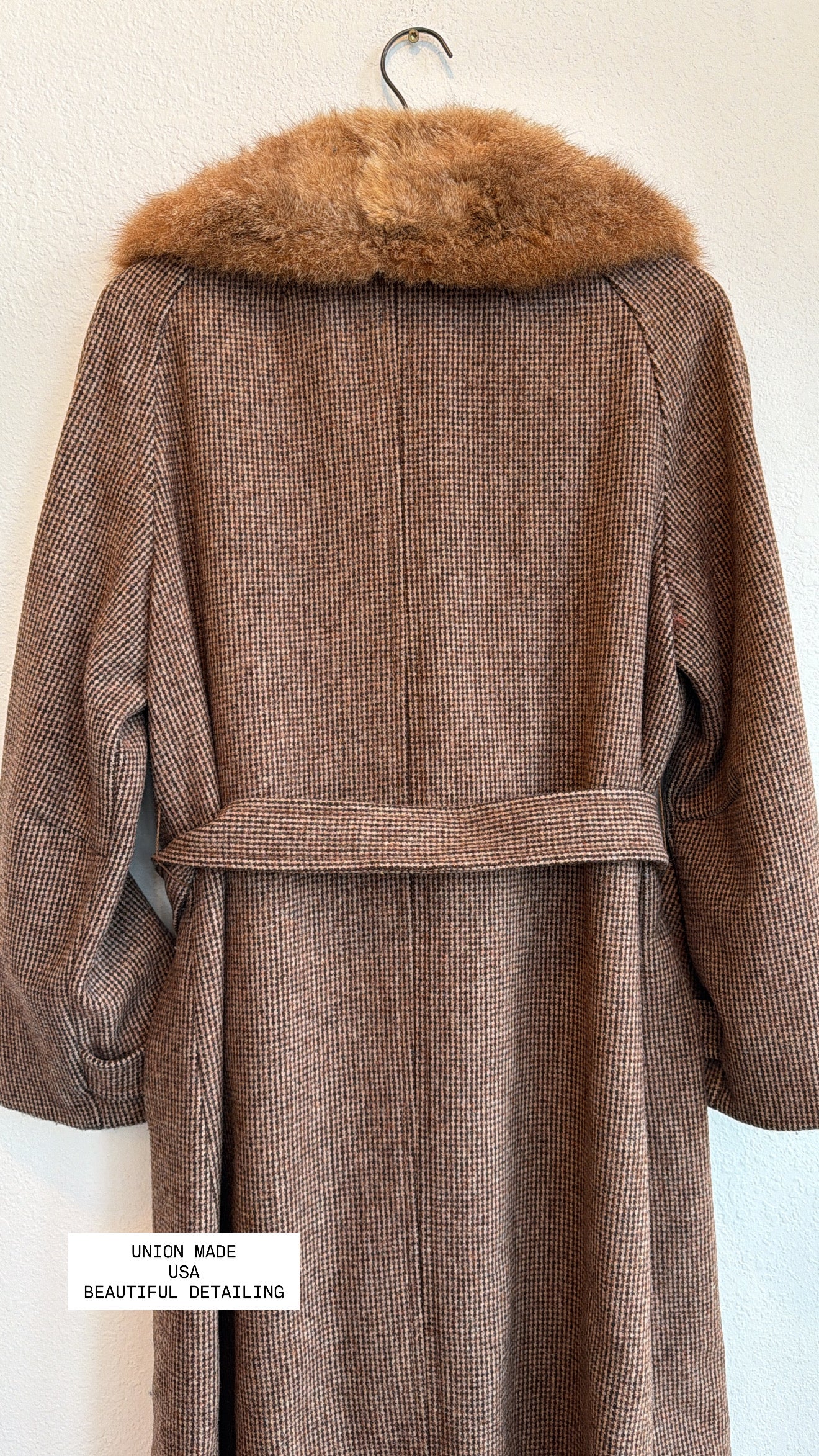 1960'S BETTY ROSE UNION MADE WOOL/FUR COAT (M/L)