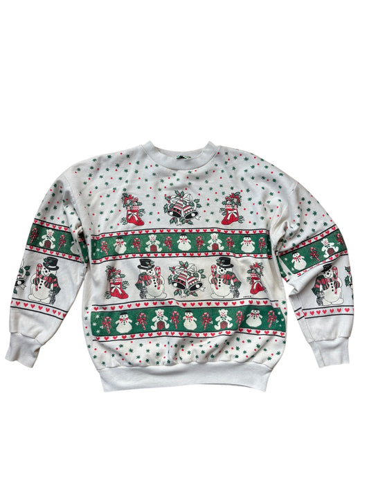 1989 VINTAGE AOP FRONT SIDE CHRISTMAS CREW (M/L)