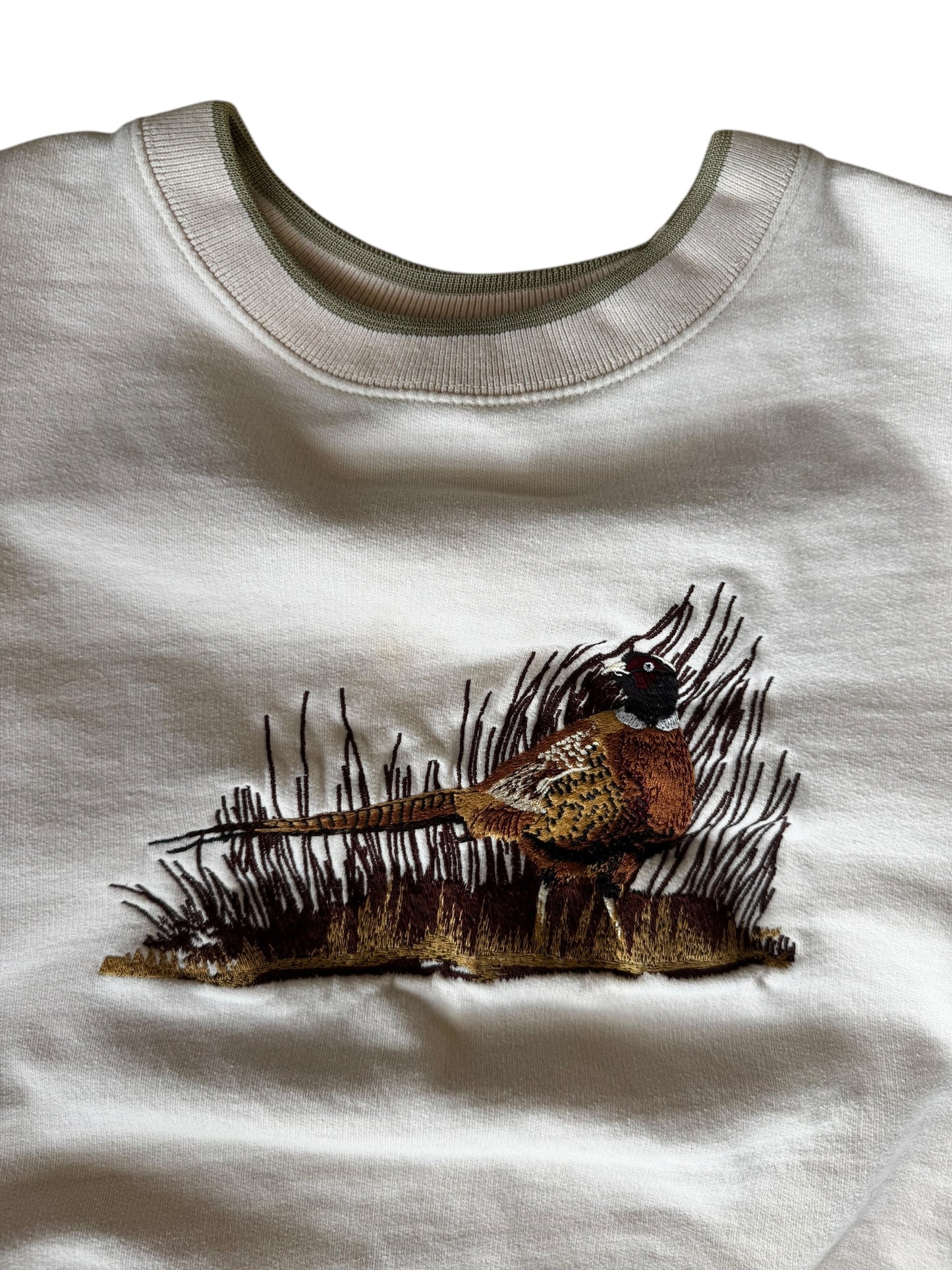 VINTAGE PHEASENT EMBROIDERED CREW (L)