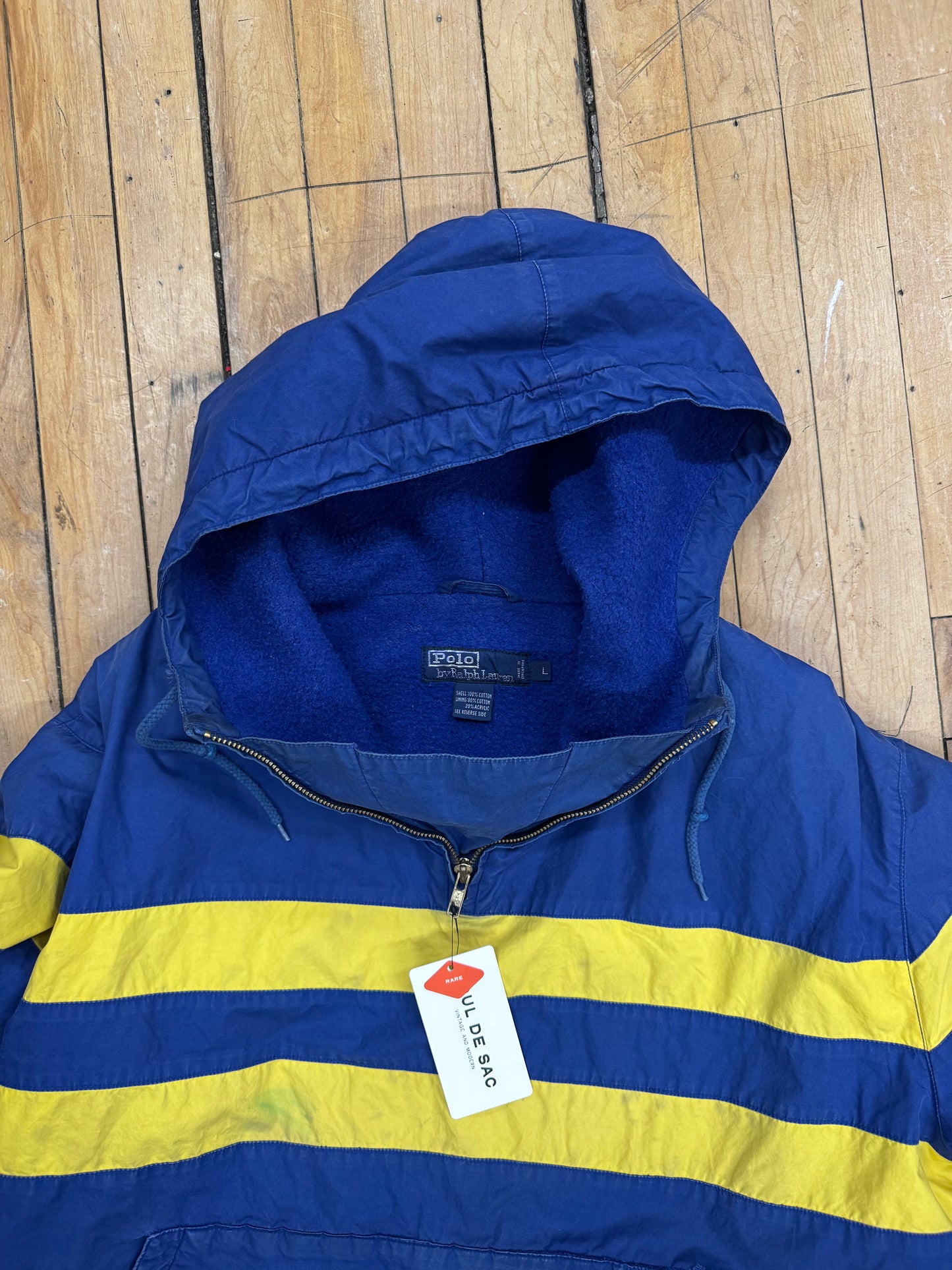 VINTAGE POLO BLUE/YELLOW ANORAK JACKET (L)