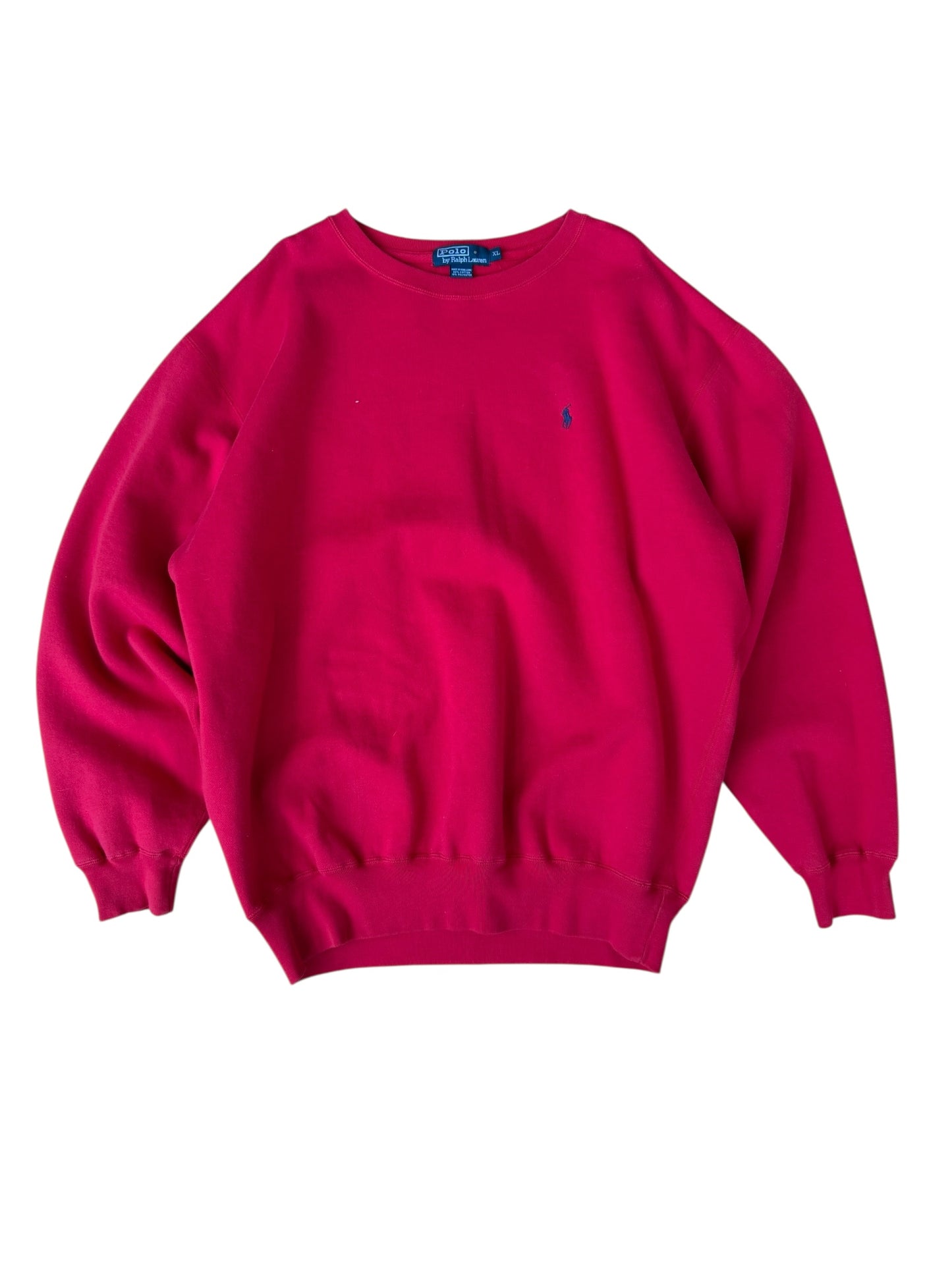 VINTAGE POLO EMBROIDERED LOGO CREW RED (XL)