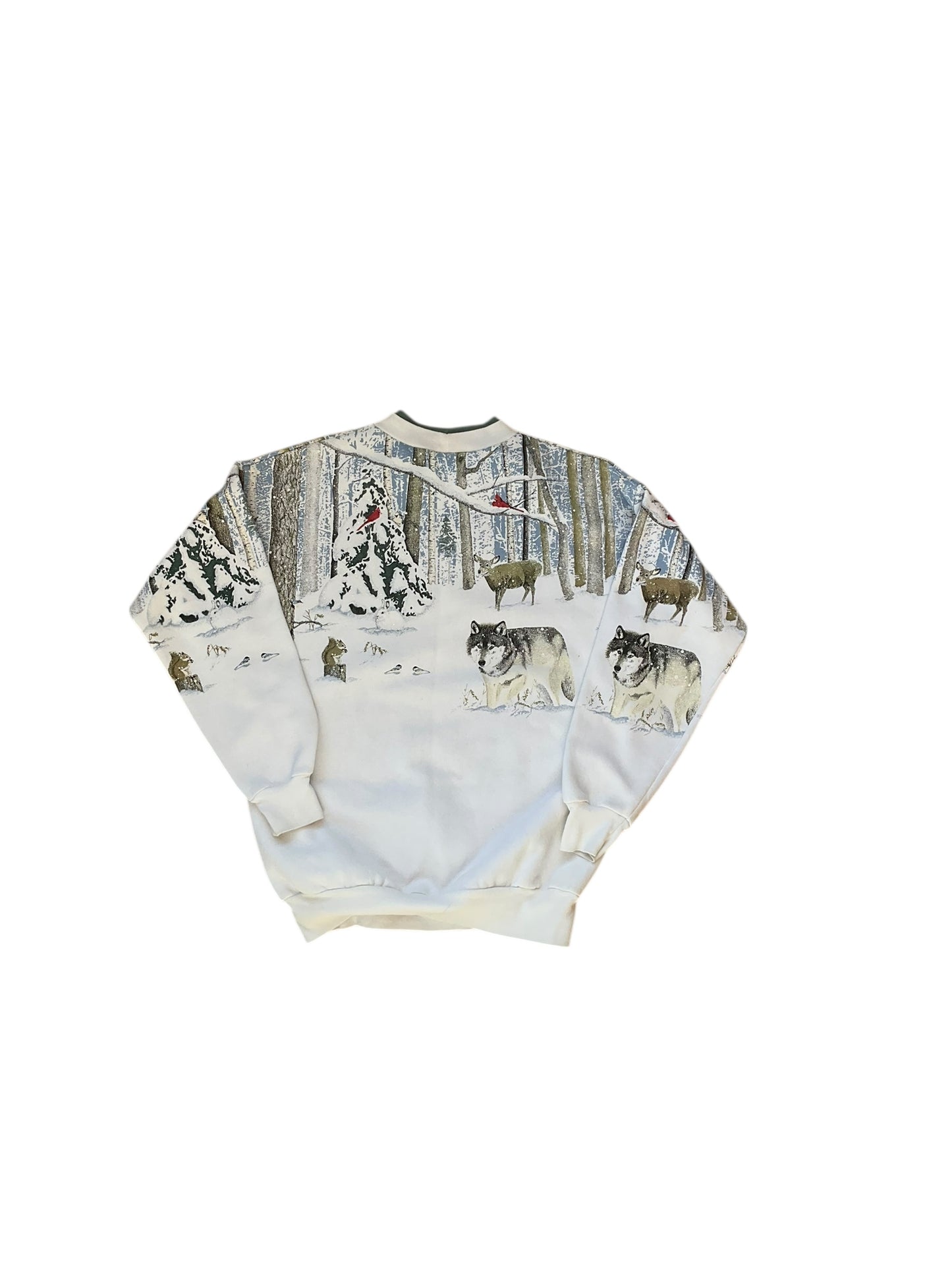 VINTAGE ARTISANS ALL OVER PRINT WINTER SCENE CREWNECK (M)