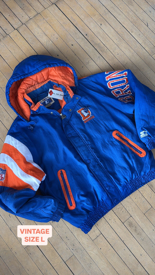VINTAGE DENVER BRONCOS FULL ZIP STARTER JACKET (L)