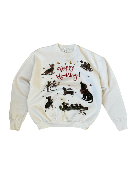 VINTAGE FRUIT OF THE LOOM HAPPY HOWLIDAYS CREWNECK (XL)