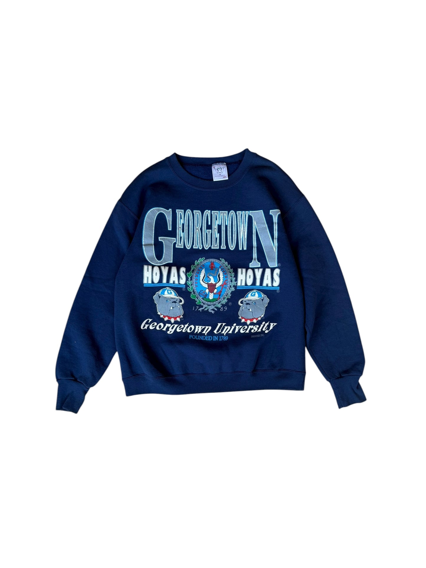 VINTAGE GEORGETOWN HOYAS RAISED PRINT CREW (M)