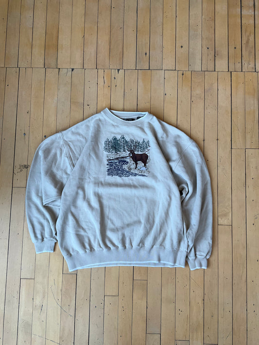 VINTAGE EMBROIDERED DEER CREWNECK (XL)