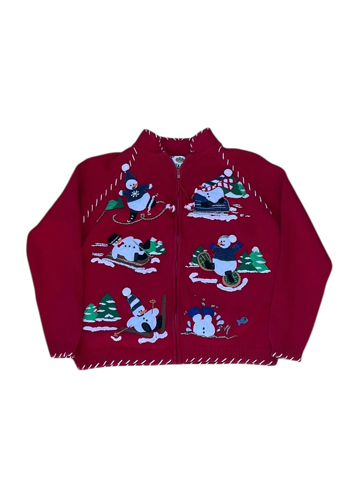 VINTAGE TIARA INTERNATIONAL CHRISTMAS ZIP UP SWEATER (M)
