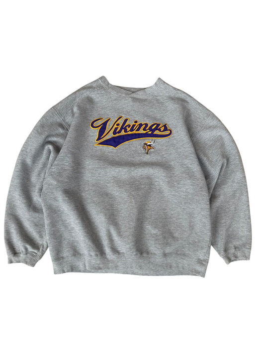 Y2K VINTAGE MN VIKINGS REEBOK PATCH CREW (XL)