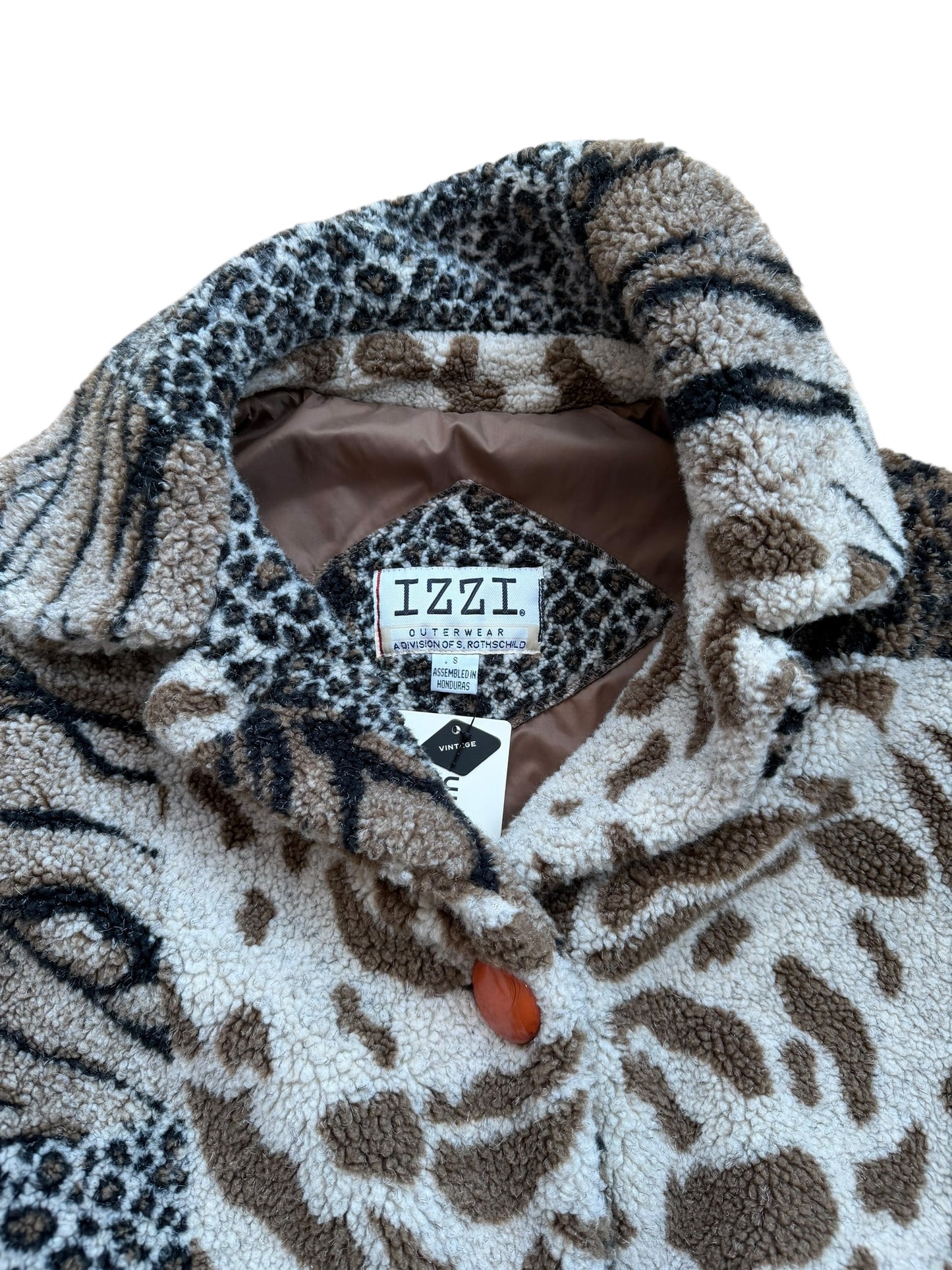 VINTAGE IZZI ANIMAL PRINT SHERPA JACKET (S)
