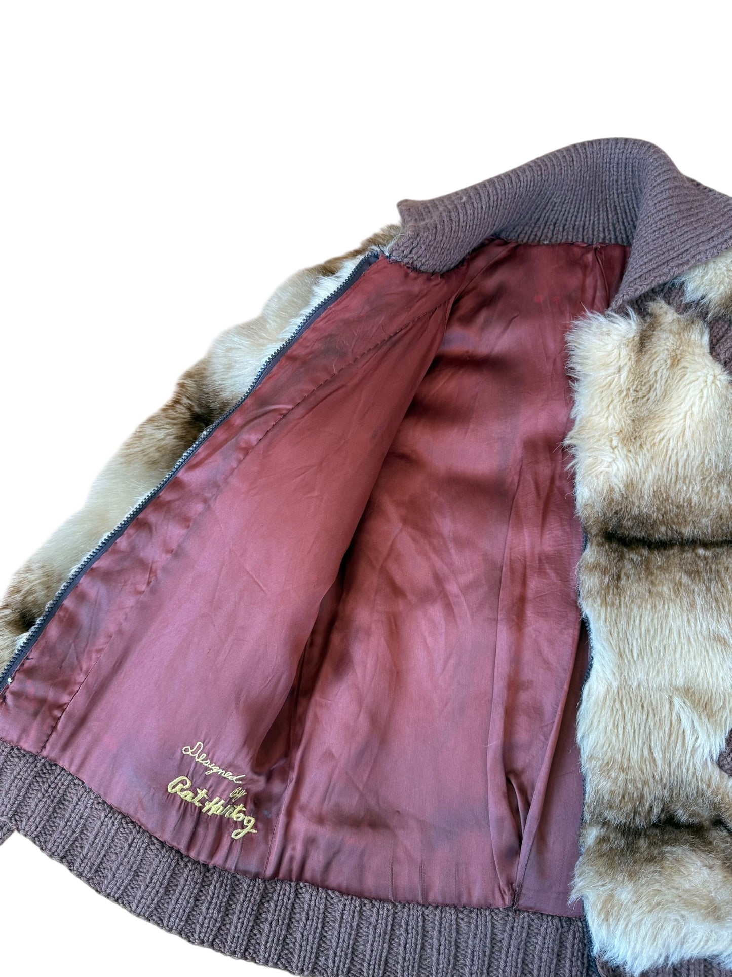 TRUE VINTAGE WOOL AND FAUX FUR BOMBER JACKET (S/M)