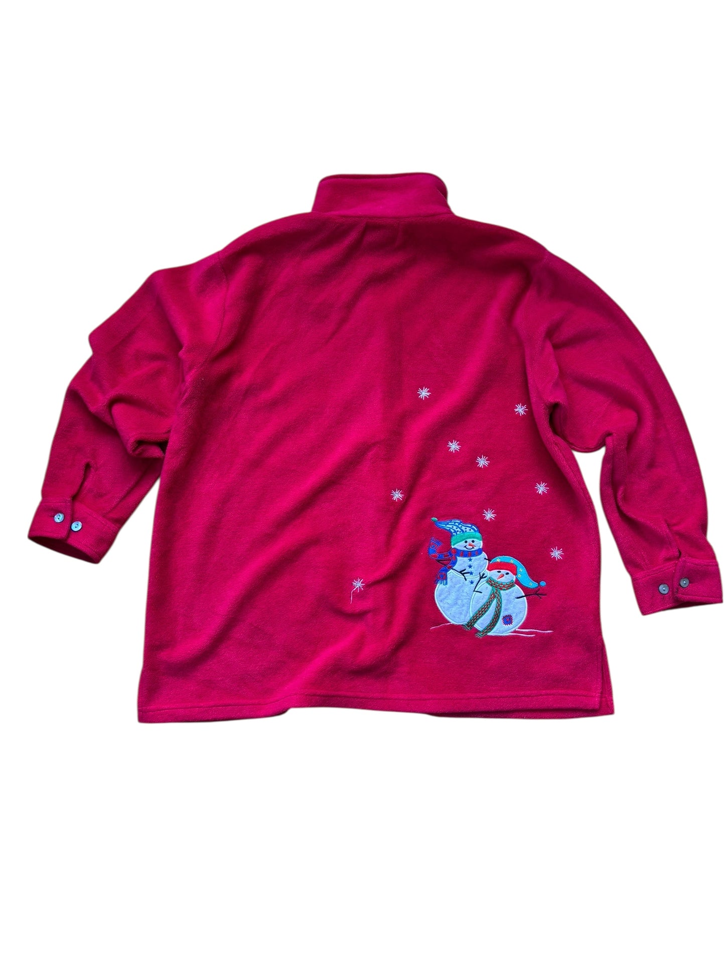 VINTAGE WE COULD BUILD A SNOWMAN FLEECE SHIRT JACKET (XL)
