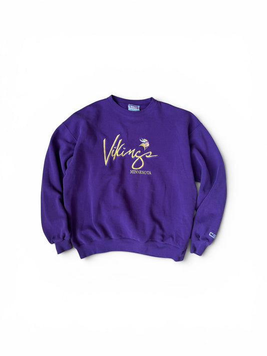 VINTAGE EMB. VIKINGS MINNESOTA CS CREW (XL)