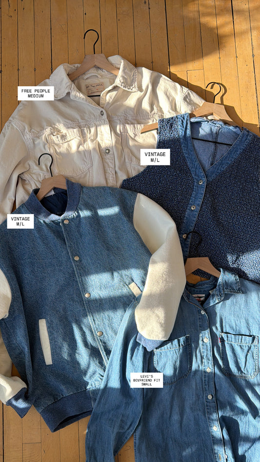 VINTAGE DENIM TEXTURED VEST (S/M)