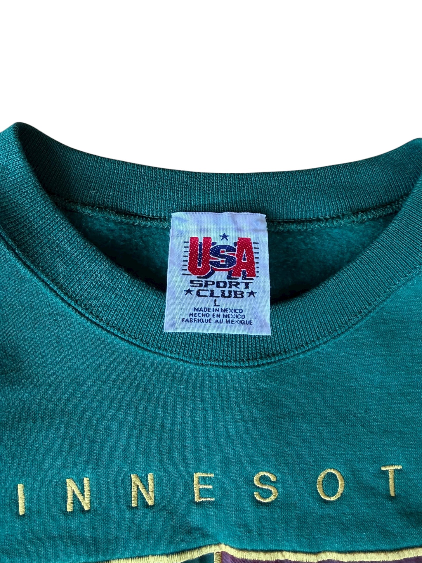 VINTAGE MINNESOTA WILD SATIN LOGO CREWNECK (L)