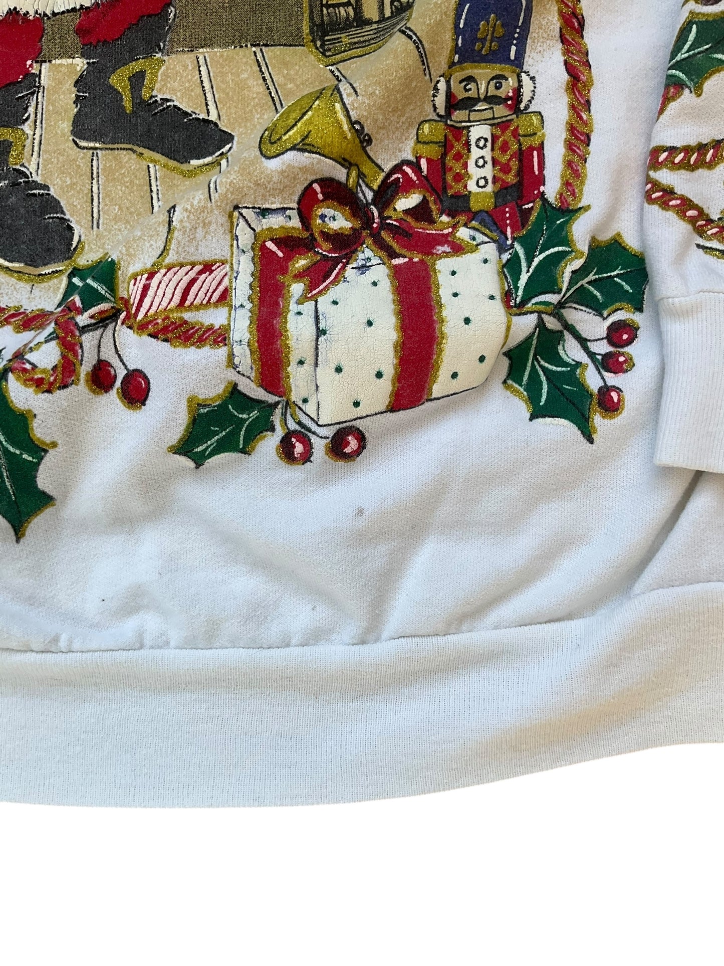 VINTAGE HOLIDAY TIME RAISED PRINT SANTA CREWNECK (XL)