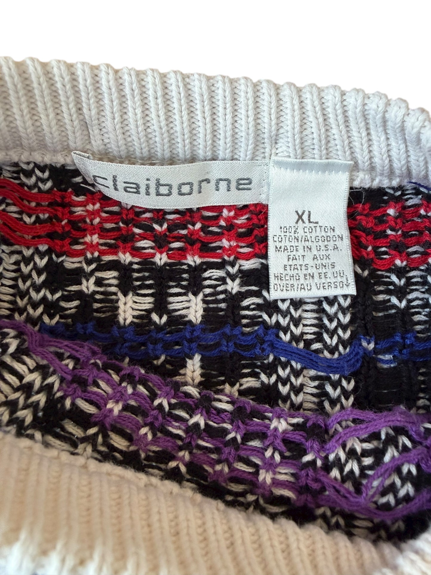 VINTAGE CLAIBORNE COTTON NORDIC PATTERN SWEATER (XL)