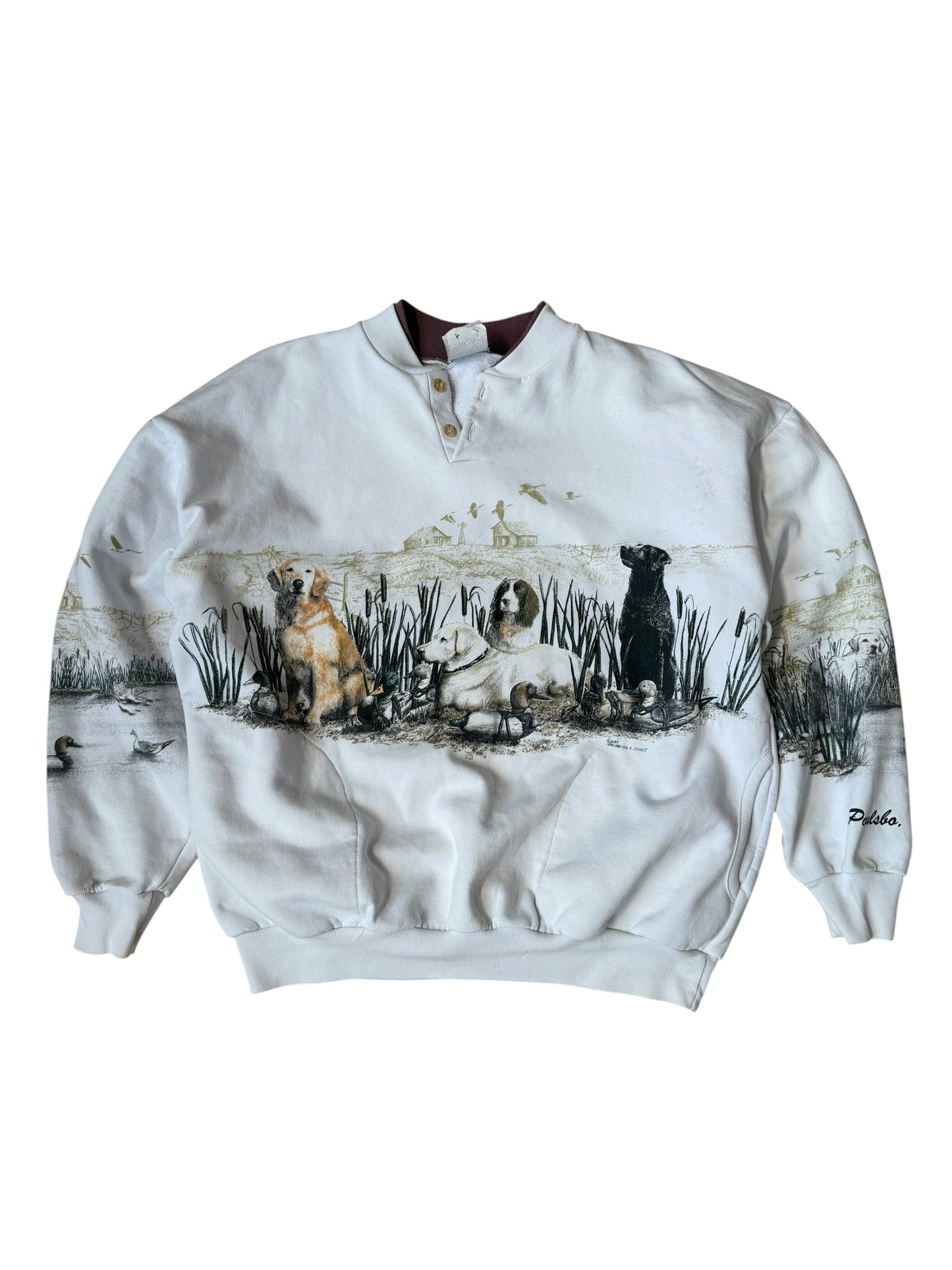 VINTAGE AU BIRD DOGS AOP HENLEY CREW (L)