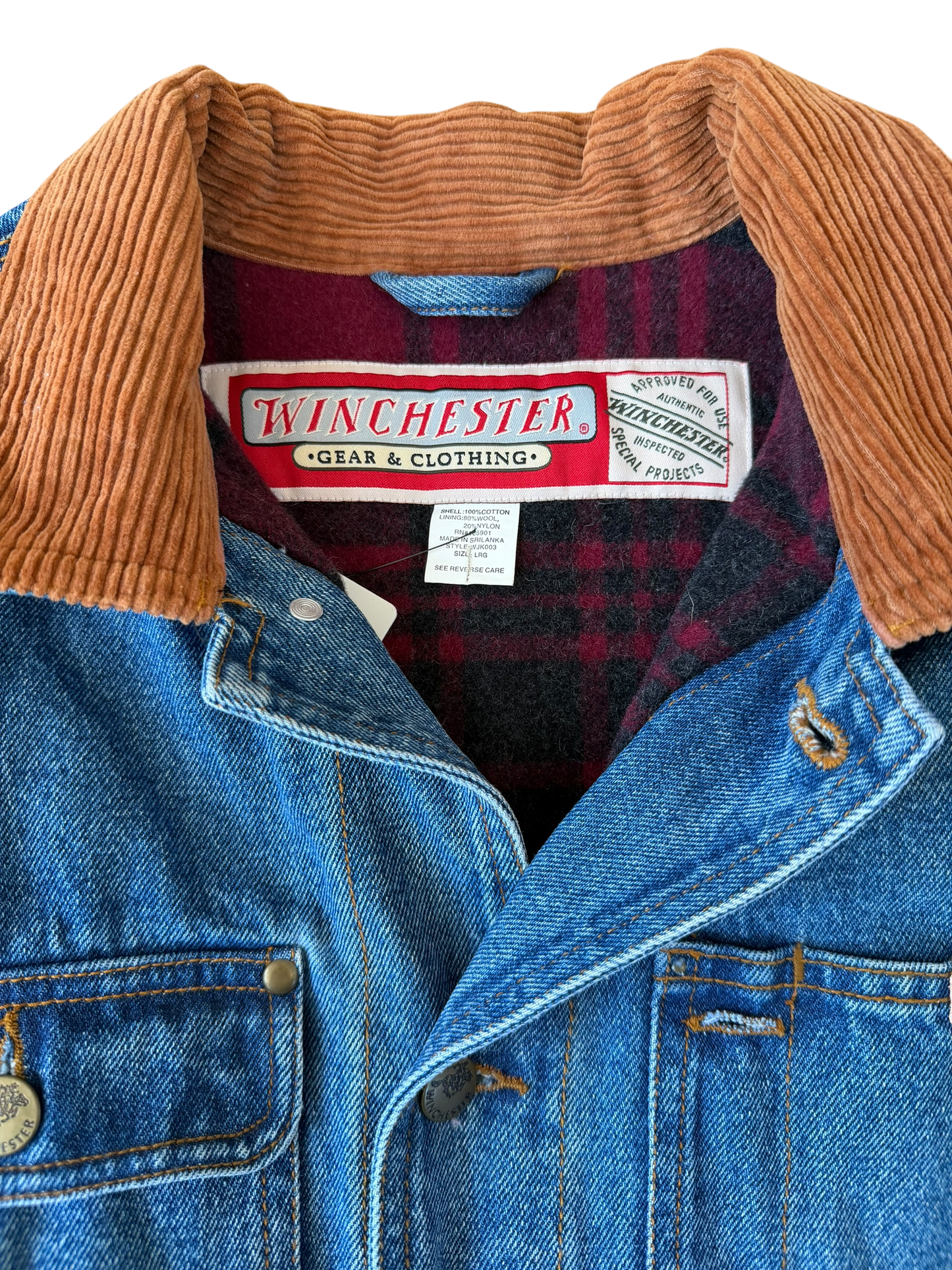 VINTAGE WINCHESTER WOOL LINED DENIM JACKET (L)