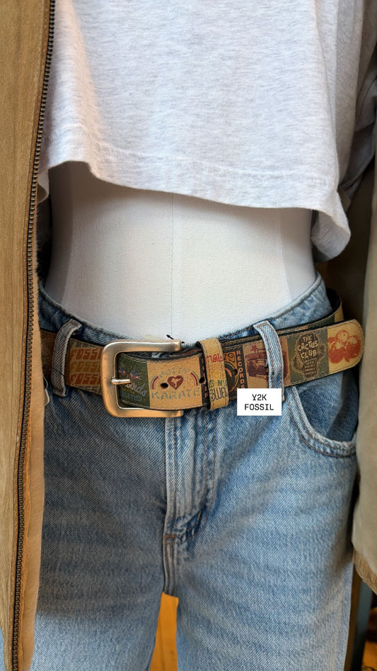 Y2K VINTAGE GENUINE LEATHER FOSSIL BELT (L)