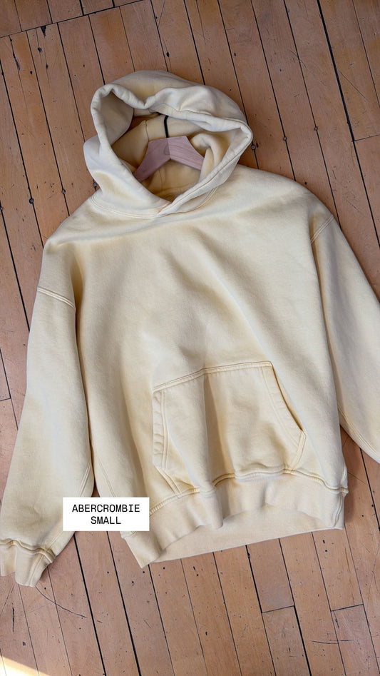 ABERCROMBIE FITCH BUTTER YELLOW SOFT ESSENTIALS HOODIE (S)