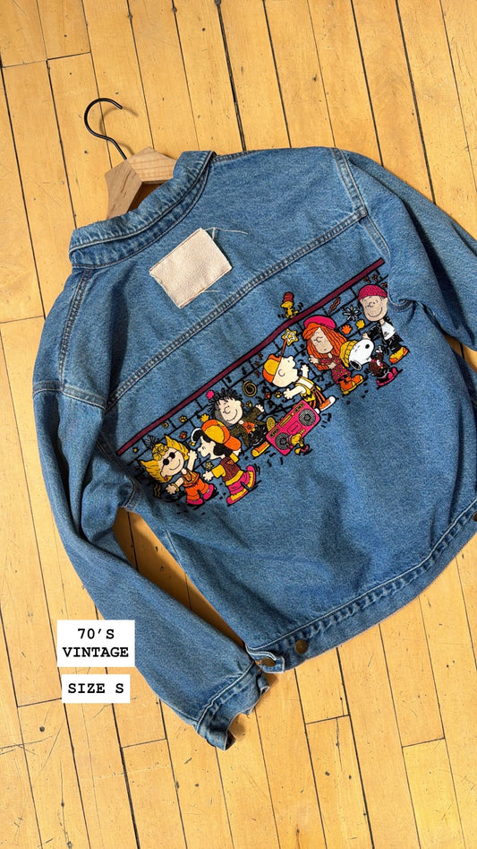 70'S VINTAGE PEANUTS DENIM JACKET (S)