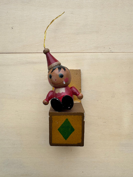 HAND MADE JACK-IN-THE-BOX TOY ORNAMENT