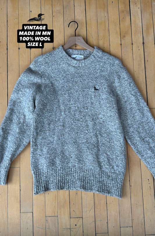 VINTAGE MADE IN MN 100% WOOL LOON SWEATER (L)