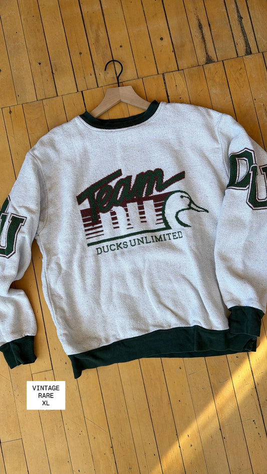 VINTAGE DUCKS UNLIMITED DU WEAVE SWEATER (XL)