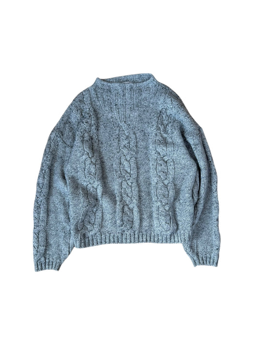 VINTAGE WOOL BEND CABLE KNIT SWEATER (M)