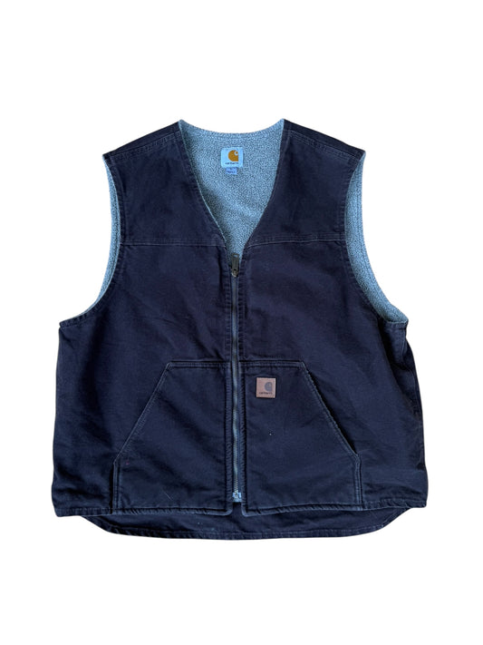 Y2K VINTAGE CARHARTT CANVAS SHERPA LINED VEST (XL)