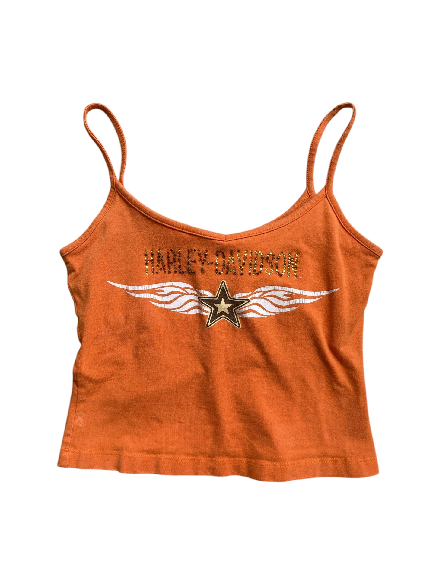Y2K VINTAGE HD ORANGE RHINESTONE TANK (S)