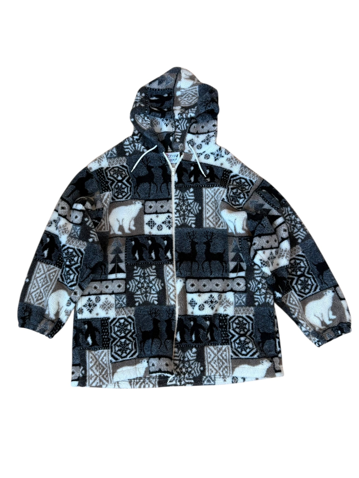 VINTAGE PENGUINS + DEER PATCHWORK SHERPA (XL/XXL)