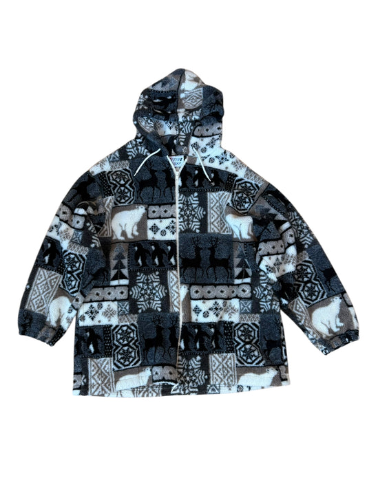 VINTAGE PENGUINS + DEER PATCHWORK SHERPA (XL/XXL)