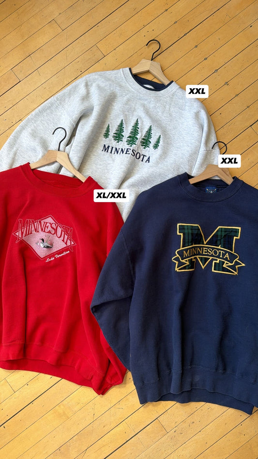 VINTAGE MN LOON LAKE VERMILLION EMB. CREW (XL/XXL)