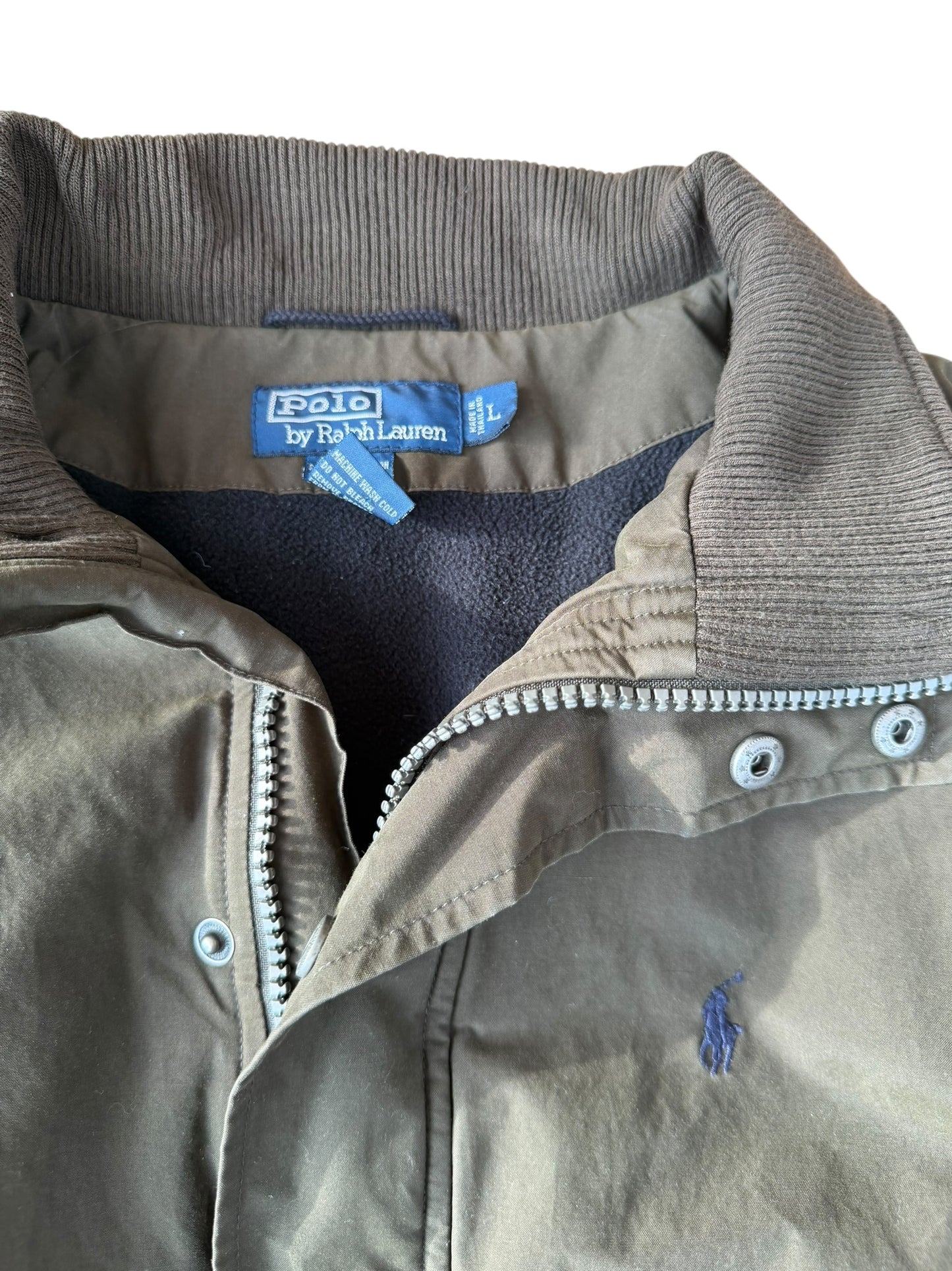 VINTAGE POLO RALPH LAUREN FLEECE LINED BOMBER JACKET (L)